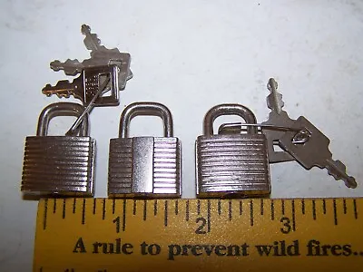 Lot Of 3 Small Metal Padlock Mini Tiny Box Lock With Same Key Unbranded • $12