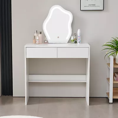 Bedroom Vanity Makeup Dressing Table Set With Led Lights Mirror And 2 Drawers • $126.96