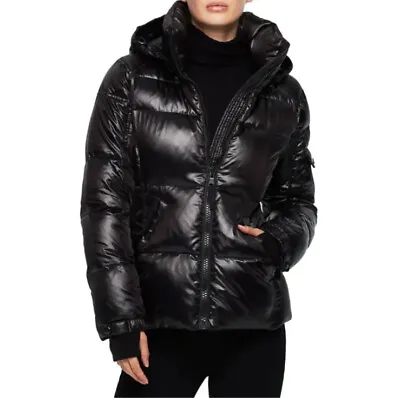 S13/NYC Womens Gloss Kylie Jet Black Down Quilted Puffer Jacket M19103NDA Size L • $125