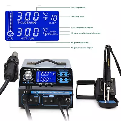 992DA+ BGA Rework Soldering Station SMD Hot Air Gun Solder Iron Pen Repair Board • $266.99