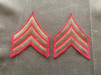 Verry Rare And Unusual WW2 USMC Sergeant Pair Forrest On CE Bodered Red Twill • $37.50