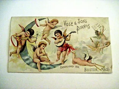 Heavenly Victorian Trade Card  Vose & Sons Pianos  -Angels Playing Instruments*  • $21