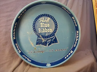 Vintage Pabst Blue Ribbon Beer Tray 13 Inch Diam As Found • $24