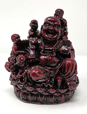 Feng Shui  Red Laughing Buddha With Children For Prosperity Family JR-1067 • £22.99