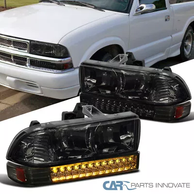 Fits 98-04 Chevy S10 Blazer Pickup Smoke Lens Headlights+Tinted LED Bumper Lamps • $109.95