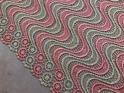 Pink Silver   Guipure French Venice Bridal Lace Fabric 50” Width 1 Yard • £9.64