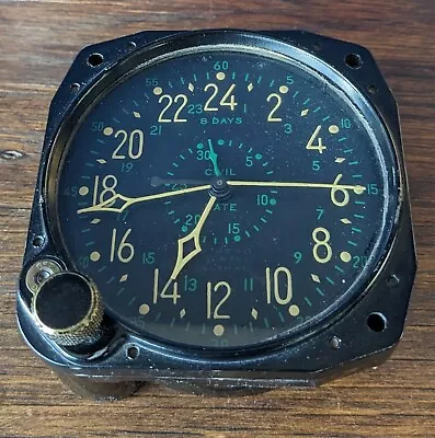 Aircraft Clock 8-day Civil Date Indicator Aeronaval (CDIA) Waltham WWII Working • $650
