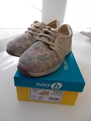 Easy B Casual Leather Shoes In Box HELMSDALE Size 6V Ice Floral / Nude Colours • £25