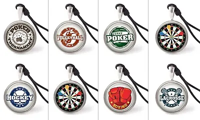 Sport Game Grunge Stamp Necklace Pendants Pewter Silver Jewelry JNP • $9.99