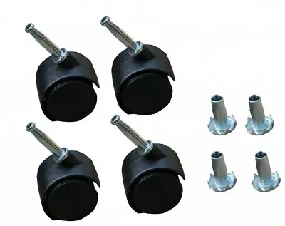 £6.50 • Buy 4 X Office Chair BLACK TWIN Wheels Castor  Swivel Spin Bed Trolley Casters Feet
