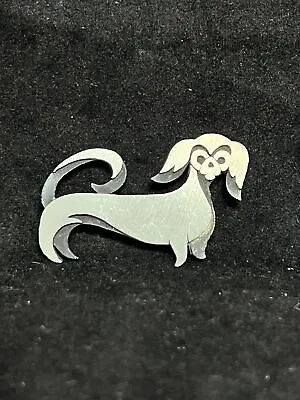 Vintage Silver Tone And Black Dachshund Brooch (3641) • £14.46