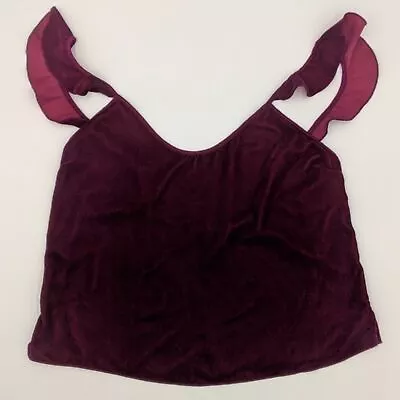 VICTORIA'S SECRET Velvet Cami Top Romantic Ruffle Shoulder Velour PJs Camisole • £34.70
