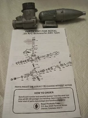 Vintage Royal .25 R/C ABC Schnuerle Ported - New Crankcase /with Muffler • $20