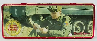 ELVIS PRESLEY - Hinged Empty Russell Stover Chocolates Tin - US Army • $6.99