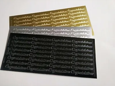 £1.10 • Buy 8mm Pretty Congratulations Peel Off Stickers Gold Silver Wedding Card Making