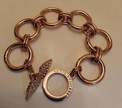 Victoria's Secret Circles Faux Crystals Wings Gold Tone Bracelet • $14.97