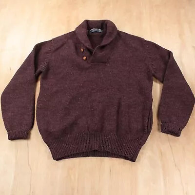 Vtg LORD & TAYLOR Shawl Collar Pullover Sweater MEDIUM Purple 80s 90s  • $24