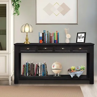 60  Long Sofa Table W/4 Drawers Shelf Wooden Console Table For Entryway Hallway • $239.99