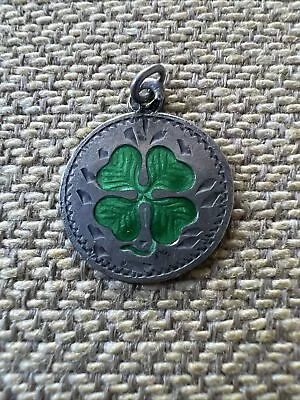 Vintage 800 Silver Charm Four Leaf Clover Enameled • $110