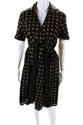 $69.99 • Buy Diane Von Furstenberg Womens Side Zip Collared Belted Dress Black Pink Size 10