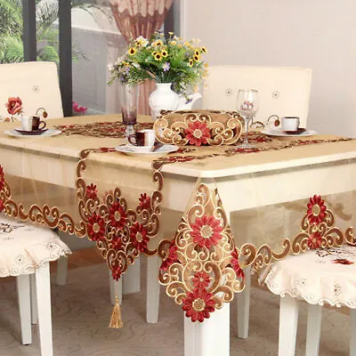 $9.09 • Buy Vintage Embroidered Lace Tablecloth Dining Table Runner Cover Wedding Home Decor