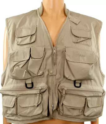 Cabela's Fishing Shooters Photography Hiking Prepper Khaki Vest Muti Pocket XL • $12.95