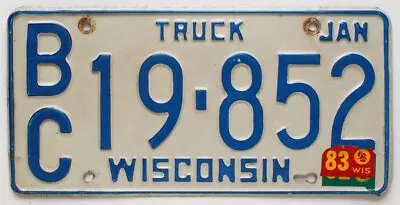 Vintage Wisconsin 1981 1983 TRUCK License Plate BC 19852 • $10.95