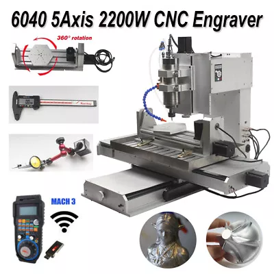 6040 5 Axis 2200W CNC Router Machine Carving Drilling Milling Engraver Aluninum • $4299