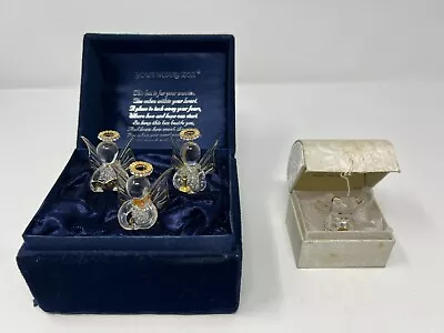 Your Worry Music Box 3 Glass Hand Spun Angels 18K Gold Swarovski And Small Box • $49.99