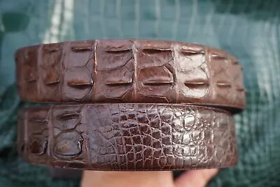 W1.5  Brown Real Crocodile Hornback Leather Skin Men's Belt Automatic Buckle #69 • $63