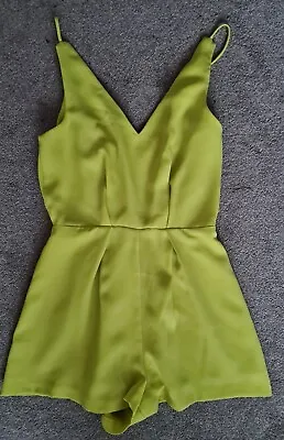 Topshop Lime Green Black Lace Back Playsuit.Size 6. Strappy • £3.75