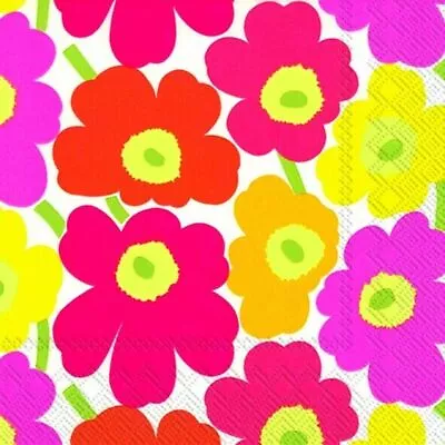 £4.99 • Buy Marimekko MINI UNIKOT Bright Floral Paper 33 Cm Square 3 Ply Napkins 20 Pack
