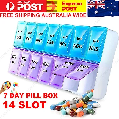 14Slot 7Day Pill Box Dispenser Medicine AM/PM Medication Organiser Week Case DF • $9.99