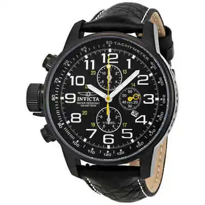 Invicta Lefty Chronograph Black Dial Black Leather Men's Lefty Watch 3332 • $62.23