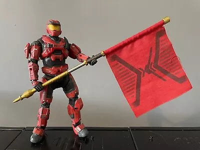 Halo Reach Red Team Objectives Mark V Spartan 5  Action Figure W/ Flag Mcfarlane • £35