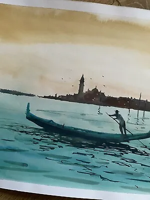 Watercolor Venice Painting City Decoration Venezia Italy Art Canal Gondole • $100