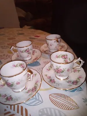 £20 • Buy Aynsley - Grotto Rose - Set Of 4 Small Coffee Cups & Saucers - A1