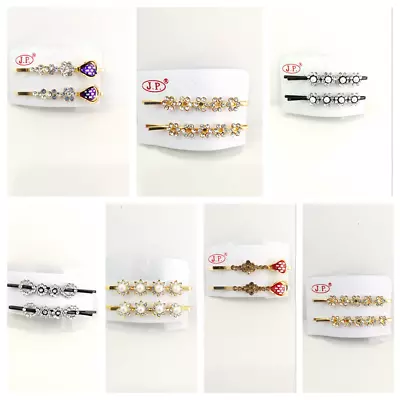 £1.10 • Buy NEW Pair Diamante Crystal Kirby BOBBY Hair Clip Pin Slide Grip Girl Ladies Party
