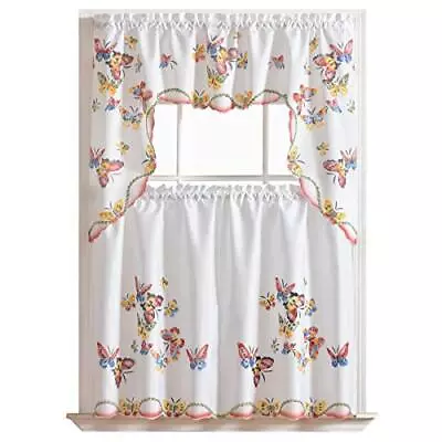 GOHD - 3pcs Kitchen Curtain/Cafe Curtain Set Air-Brushed By Hand Of Flying Butt • $20.87