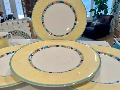 VILLEROY & BOCH TWIST ALEA LIMONE Dinner Plate 10 3/4  Set Lot Of 4 EUC • $55