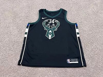 Nike Milwaukee Bucks Giannis Greek Freak Rare Black Green Jersey NBA 34 MVP 56 • $57.50