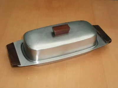 £8.99 • Buy Stainless Steel Butter Dish With Lid Wooden Handles Vintage Made In Hong Kong