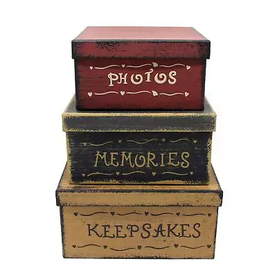 CVHOMEDECO. Primitive Vintage Square Photos Memories Keepsakes Cardboard Ne... • $42.84