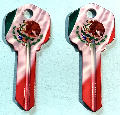 $4.88 • Buy 2X Mexico-MEXICAN FLAG Uncut NEW House Key Blank-HOME HOUSE KEYS KWIKSET KW-1