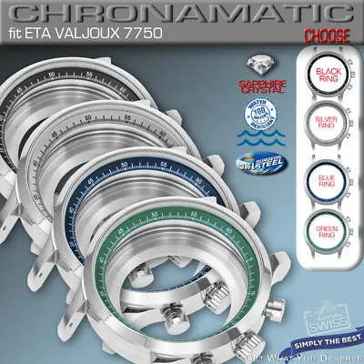 $160 • Buy Watch Case Chronomatic For Movement Eta Valjoux 7750, Stainless Steel, 44 Mm