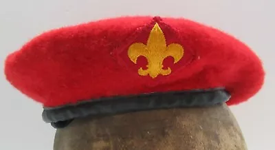 Vintage Boy Scout Red Beret Hat Size Medium 6 7/8 - 7   #417233 • $14.03