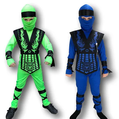 Boys Ninja Costume Kombat Samurai Power Warrior Child Kids Karate Fancy Dress • £12.97