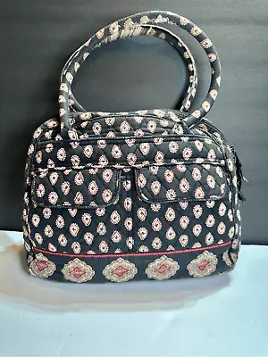 Vera Bradley Retired Dark Blue Print Bowler Bag Shoulder Tote - Flaws • $15