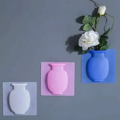 £4.52 • Buy Silicone Sticky Vase Stick On The Wall Flower Pot Magic Flower Plant Vases 