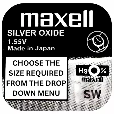 Maxell Silver Oxide 1.55v Mercury Free Watch Battery - VARIOUS SIZES • £4.20